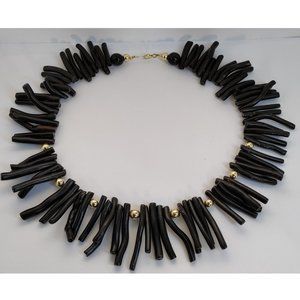 Solid 14k Gold Hawaiian Black Coral Necklace